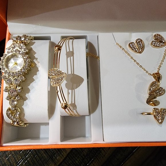 Jewelry - Watch/bracelet/necklace/pierced earrings/ adjustable ring set